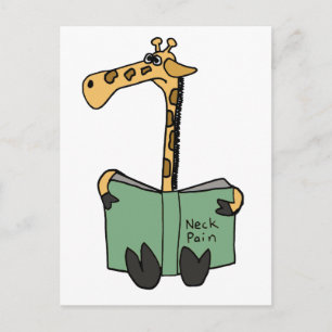 XX- Funny Giraffe Reading Neck Pain Book Cartoon Briefkaart