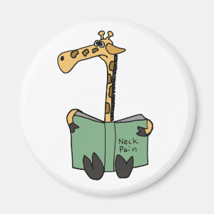 XX- Funny Giraffe Reading Neck Pain Book Cartoon Magneet