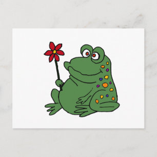 XX- Funny Hippie Frog holding Daisy Briefkaart