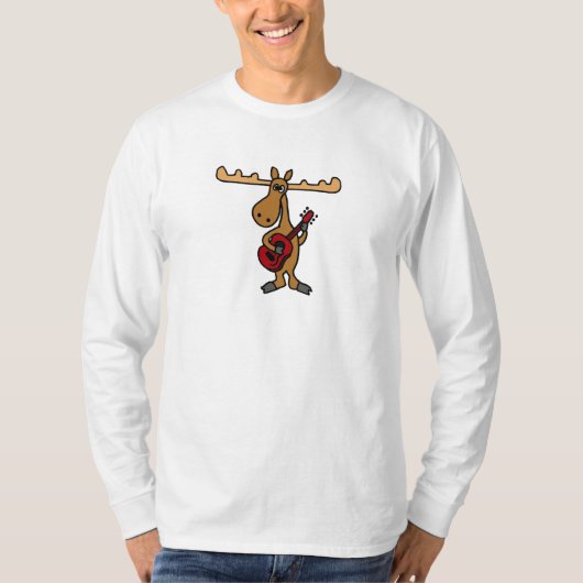 XX- Funny Moose Plays Guitar Cartoon T-shirt (Voorkant)