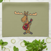 XX- Funny Moose Plays Guitar Cartoon Theedoek (Gevouwen)