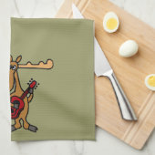 XX- Funny Moose Plays Guitar Cartoon Theedoek (Quarter Fold)