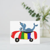 XX- Funny Seal Driving Ball Car Briefkaart (Staand voorkant)