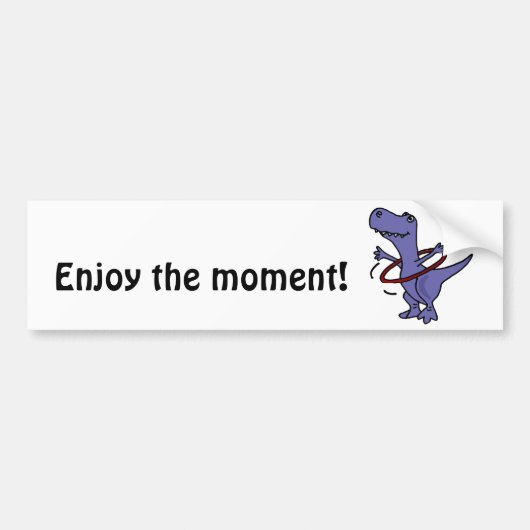 XX- Funny T-rex Dinosaur Using Hula Hoop Bumpersticker (Voorkant)