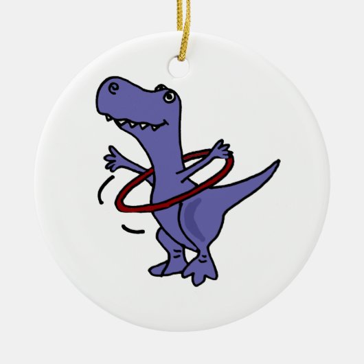 XX- Funny T-rex Dinosaur Using Hula Hoop Keramisch Ornament (Voorkant)