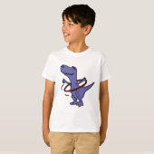 XX- Funny T-rex Dinosaur Using Hula Hoop T-shirt (Voorkant volledig)