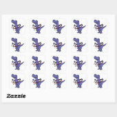 XX- Funny T-rex Dinosaur Using Hula Hoop Vierkante Sticker (Vel)