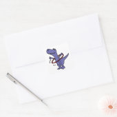 XX- Funny T-rex Dinosaur Using Hula Hoop Vierkante Sticker (Envelop)