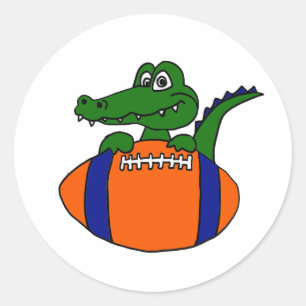 XX- Geweldige Gator op een Footballs Cartoon Ronde Sticker