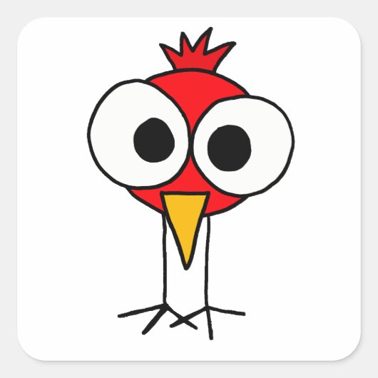 XX- Grappige Redbird Cartoon Vierkante Sticker (Voorkant)