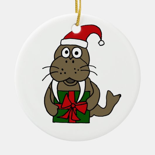 XX- Kerstloopse Cartoon Keramisch Ornament (Voorkant)