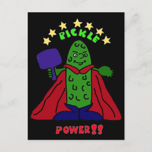XX- Pickle Power Superheld Pickleball Cartoon Briefkaart (Voorkant)