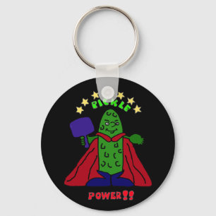 XX- Pickle Power Superheld Pickleball Cartoon Sleutelhanger