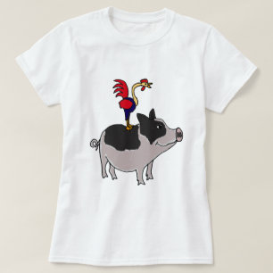 XX- Rooster op een Cartoon van de Varkens van de P T-shirt