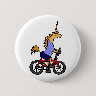 XX- Unicorn Riding Bicycle Cartoon Ronde Button 5,7 Cm