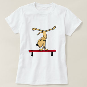 XX-Yellow Labrador on Balance Beam Cartoon T-shirt
