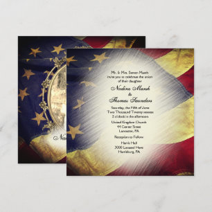 xxAmerican Flag Wedding Invitation met Foto Kaart