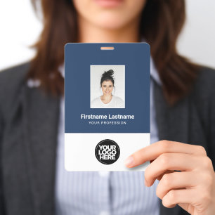 XXL personeelsfoto, balk en QR-code, logo, naam Badge