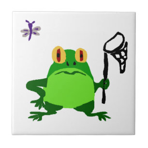 XY- Funny Frog- Dragonfly-Cartoon Tegeltje