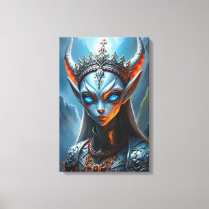 Xylanthia de Gehoornde Oracle - Epische Elfen Fant Canvas Afdruk