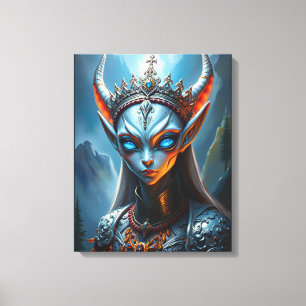 Xylanthia de Gehoornde Zieneres - Epische Elfen Fa Canvas Afdruk