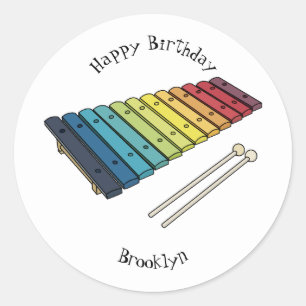Xylophone cartoon illustratie ronde sticker