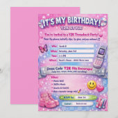 Y2K 2000's Birthday Party Invitation Kaart (Voorkant / Achterkant)