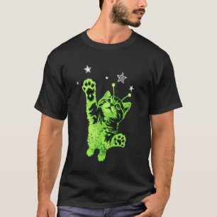 Y2K Alien Kat Springende Sterren T-shirt