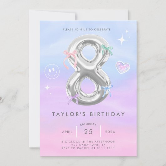 Y2K Cute 8e anniversaire Invitation (Devant)