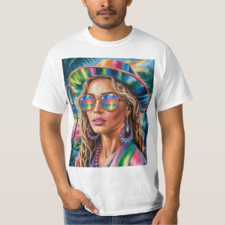 Y2K Glitch Esthetisch T-shirt – Neon Retro Cyberpu