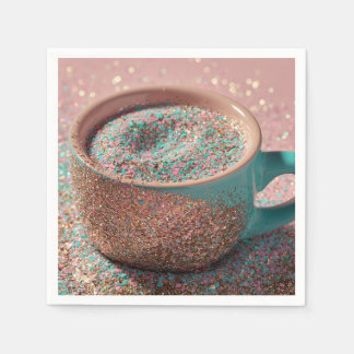 Y2K Glitterende Pastel Roze en Turquoise Glazen Be Servet