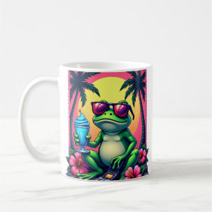 Y2K Grumpy Frog Flip Telefoon Vaporwave Tropisch Koffiemok