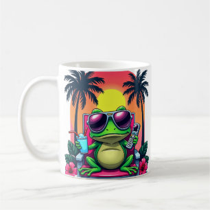 Y2K Grumpy Frog Vaporwave Tropische Retro Flip Tel Koffiemok