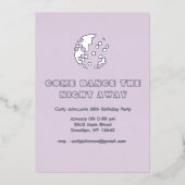 Y2K Metallic Silver Paarse Disco 30e verjaardag Folie Uitnodiging (Voorkant)