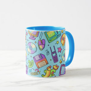 Y2K Retro Tech Esthetische Doodle Koffiemok Mok