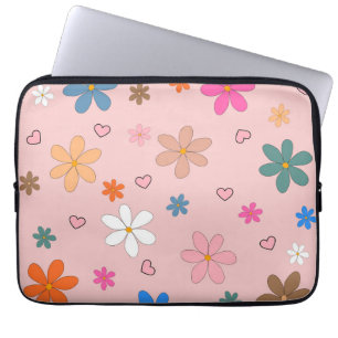 Y2K Roze Bloemen Retro 2000s Esthetische Gift voor Laptop Sleeve