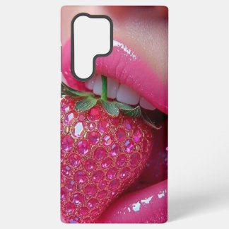 Y2K Roze Glitter Aardbei & Lippen Samsung Galaxy Hoesje