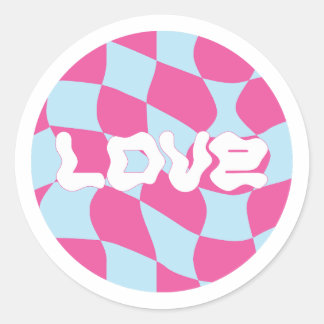 Y2K roze-liefdespatroon Ronde Sticker