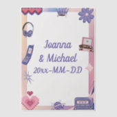 Y2K Roze Paarse 2000s Retro Tech Geek Liefde Bruil Vellum Uitnodigingen (Voorkant)