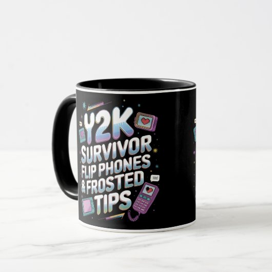 Y2K Survivor – Flip-telefoons, Frosted Tips & Retr Mok (Voorkant links)