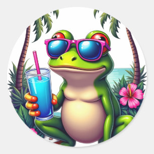 Y2K Tropische Kikker Retro 2000s Flip Telefoon Cha Ronde Sticker