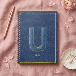 Y2K Valse Denim Appliqué Initiaal U Terug naar Sch Notitieboek
