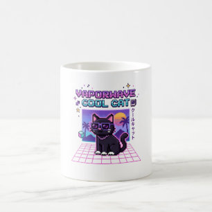 Y2K Vaporwave Pixel Cool Cat Grafische Hoodie   Ve Koffiemok