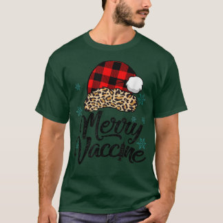 Y4Ry Leopard Santa Hat Merry Vaccine Kerstmis Xma T-shirt