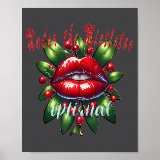 Y Christmas Mistletoe Lips - Naughty Holiday Tee W Poster (Voorkant)