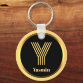 Y Gold Monogrammed Letter persoonlijk Sleutelhanger (Voorkant)