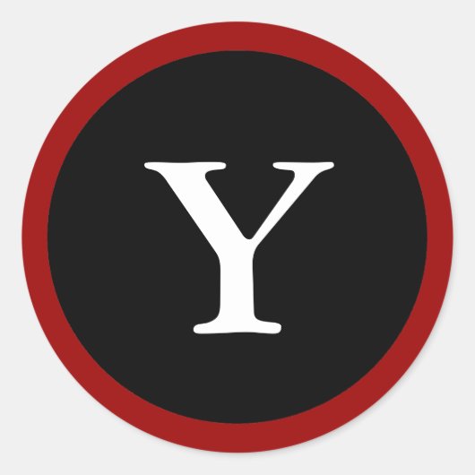 Y : Initial Y Letter Y Red, White & Black Stickers (Devant)