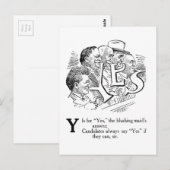 Y is voor Ja! Cartoon Briefkaart (Voorkant / Achterkant)