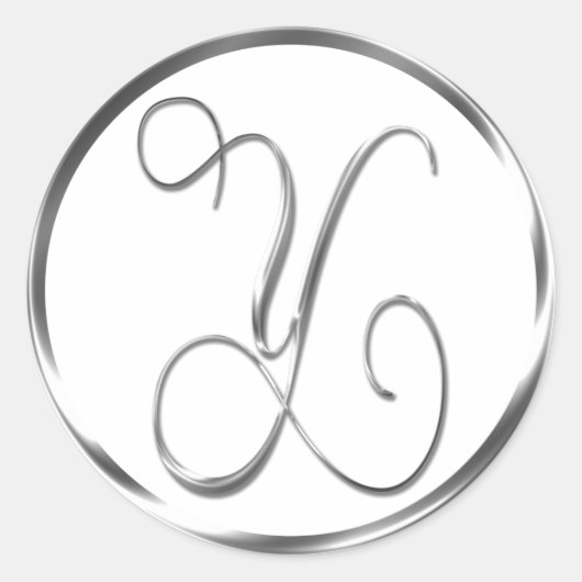 Y Monogram Faux Silver Envelope of Favor Seal Ronde Sticker (Voorkant)