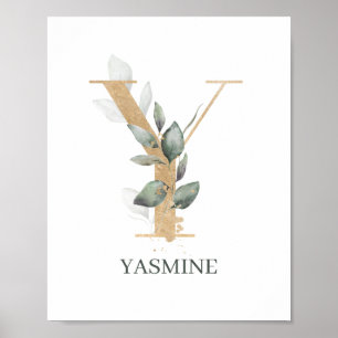 Y Monogram Floral Aangepast Poster